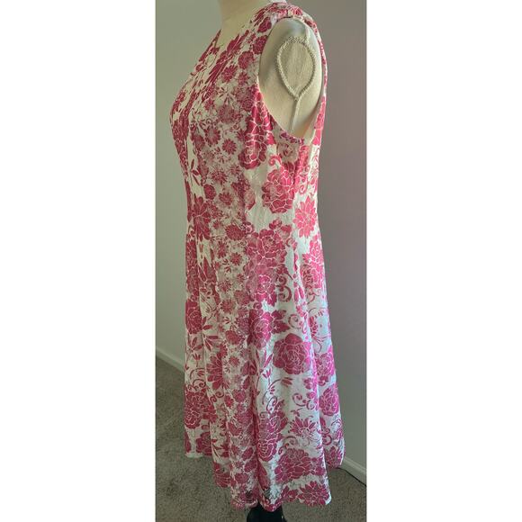 Danny and Nicole Womens Lace Pink and Cream Floral Dress Size 10 - Picture 4 of 10